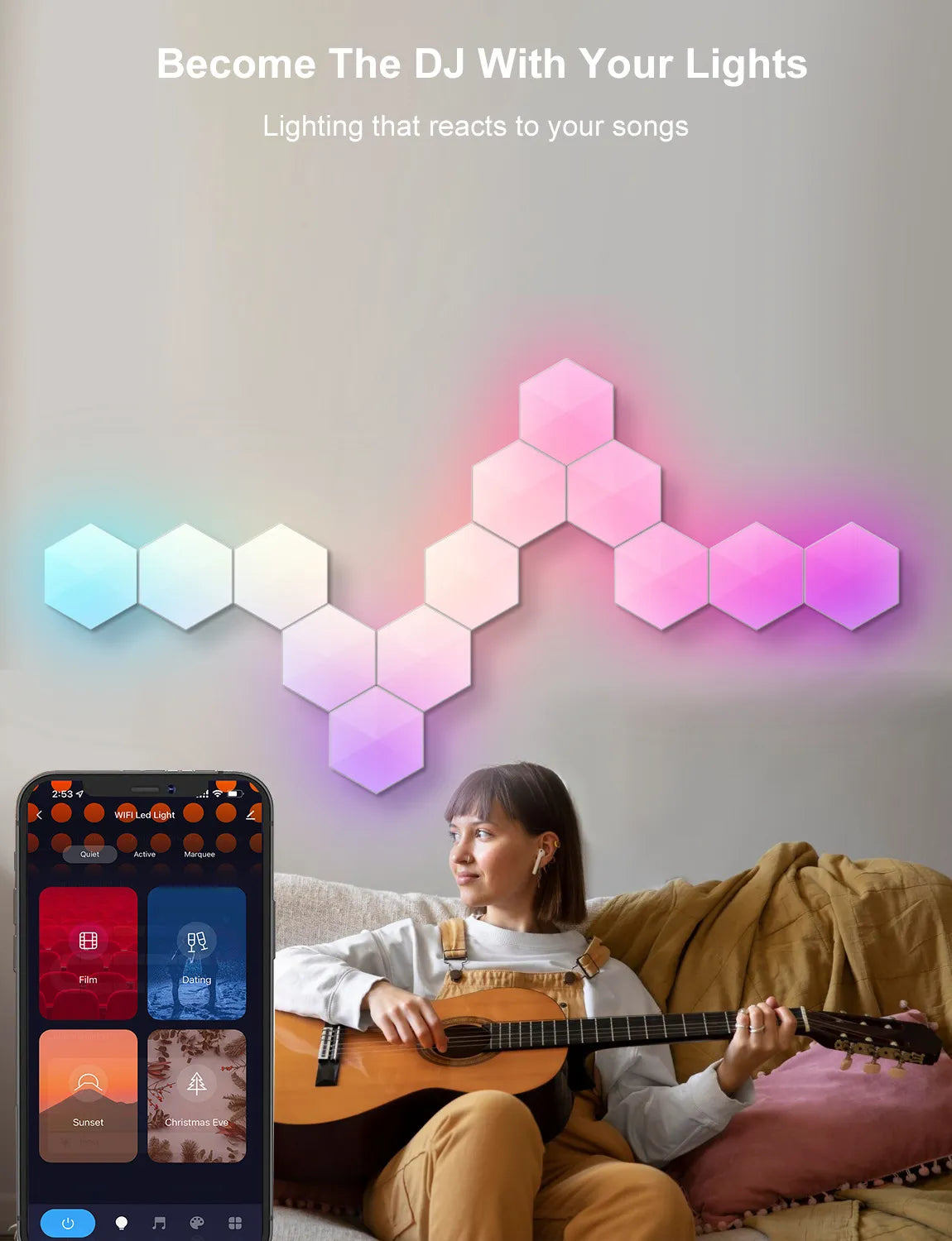Panneaux LED Hexagonaux RGB - Lumière Gaming pour Chambre