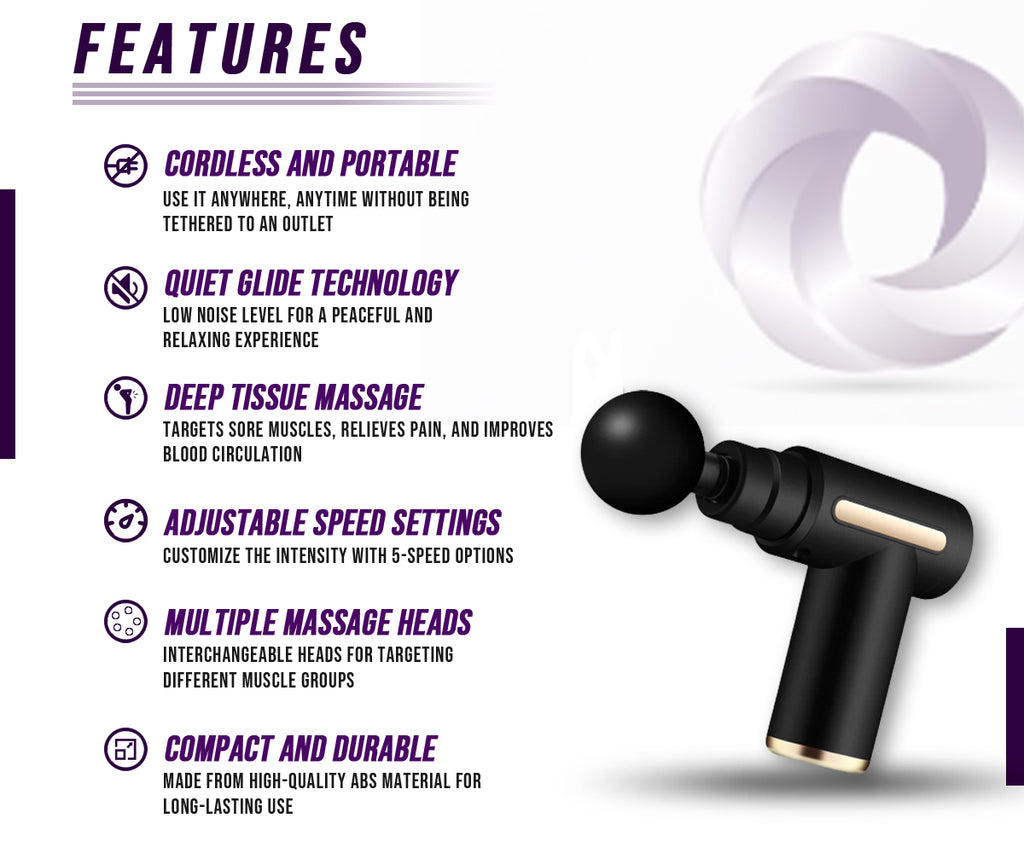 Pistolet de Massage Musculaire - Soulage Douleurs Dos, Cou, Jambes