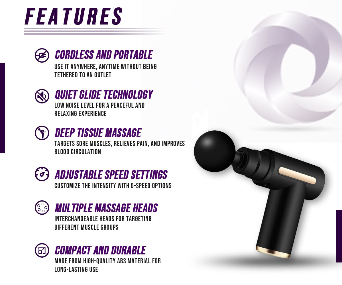Pistolet de Massage Musculaire - Soulage Douleurs Dos, Cou, Jambes
