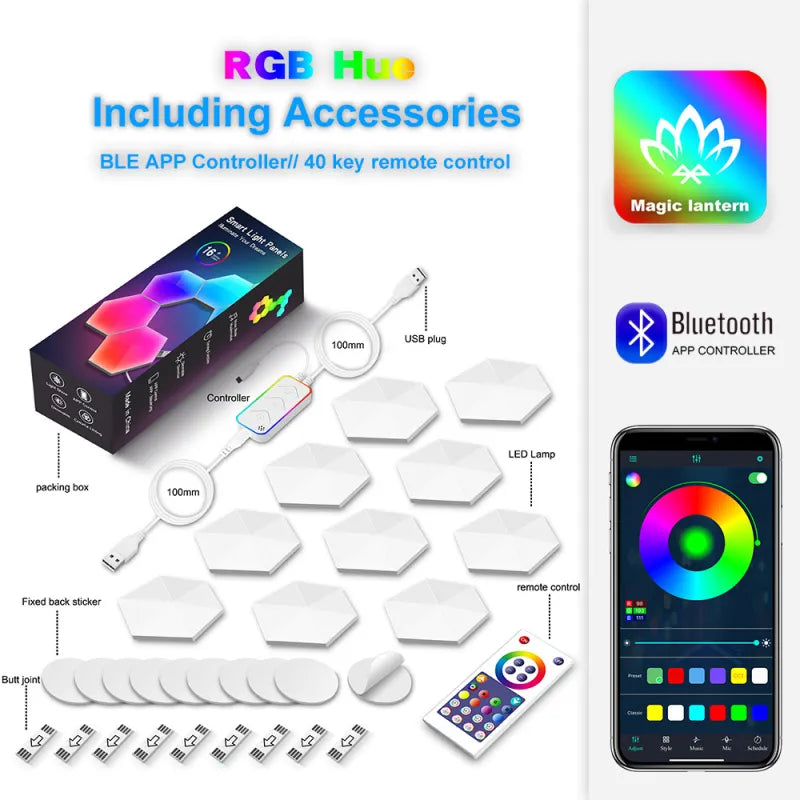 Panneaux LED Hexagonaux RGB - Lumière Gaming pour Chambre