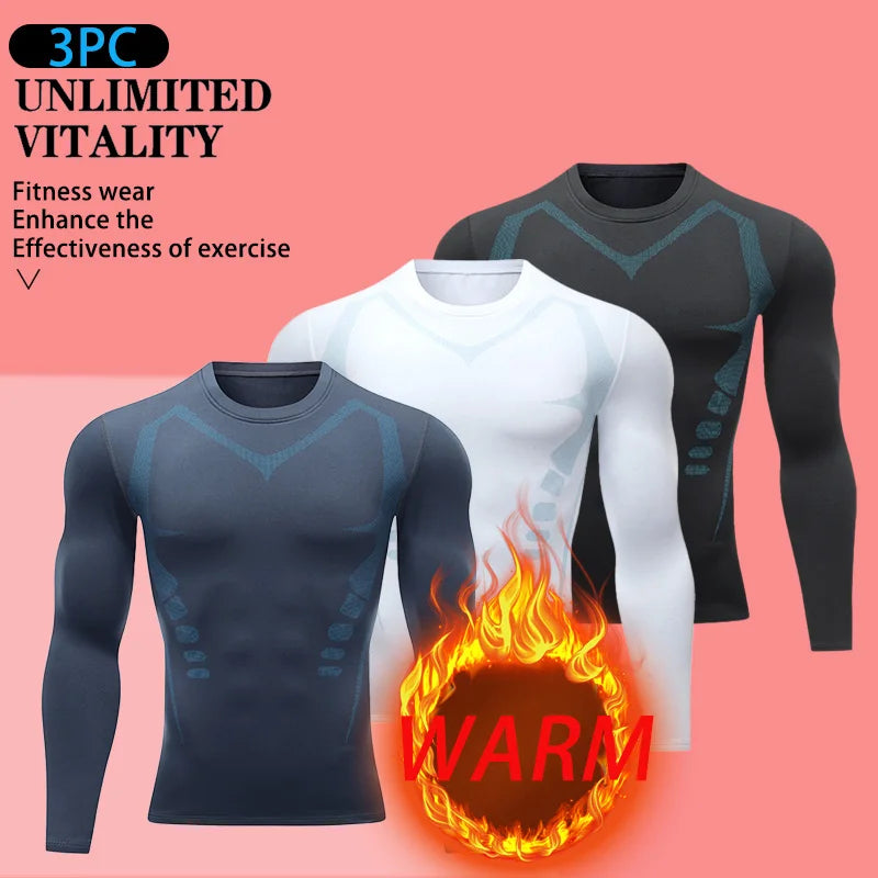 Lot de 3 T-Shirts Thermiques Homme Manches Longues - Colis 3 Couleurs