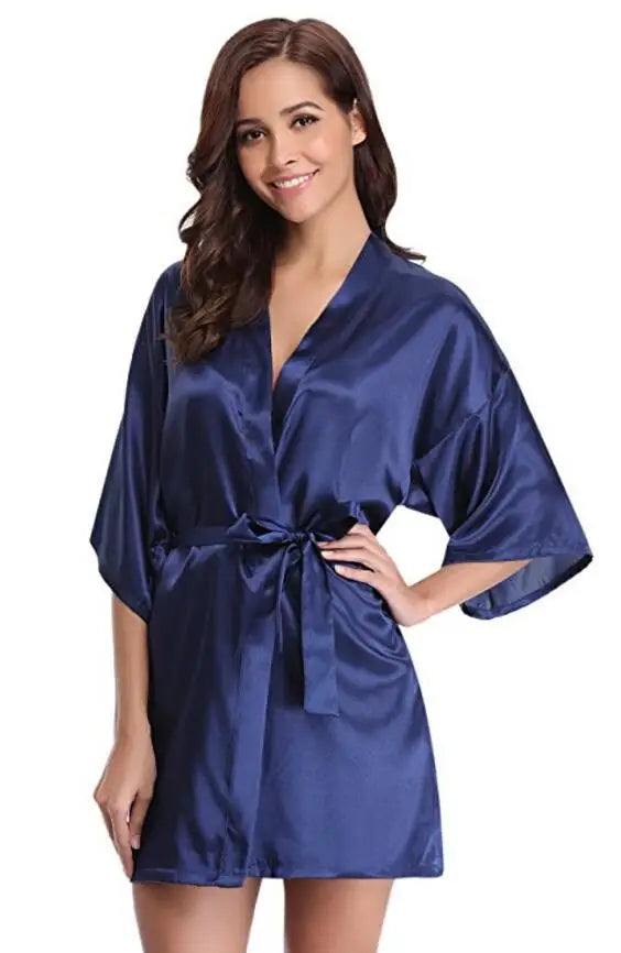 Luxe™ - Robe Kimono Satin Femme - Peignoir Soie Mariée EVJF