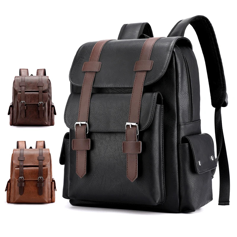 Sac à Dos Homme Vintage Cuir PU - Grand Sac Ordinateur 15"
