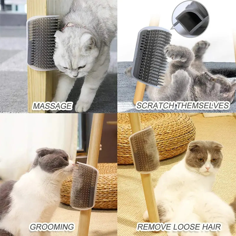 Brosse Massage Chat™ - Coin Grattoir Anti-Poils Auto-Toilettage