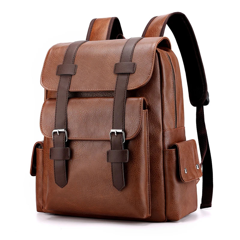 Sac à Dos Homme Vintage Cuir PU - Grand Sac Ordinateur 15"