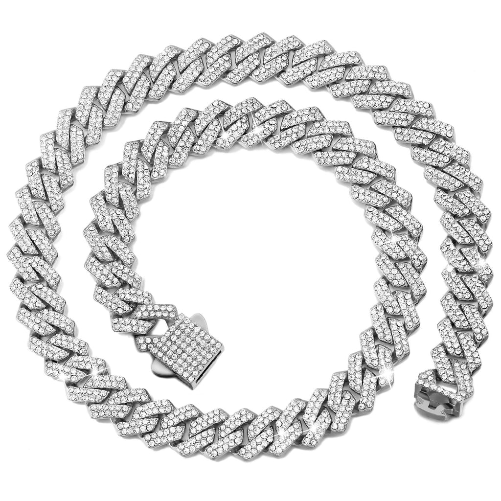 Chaîne Cubaine Iced Out Jakehoe™ - Plaqué Diamant 2 Rangées