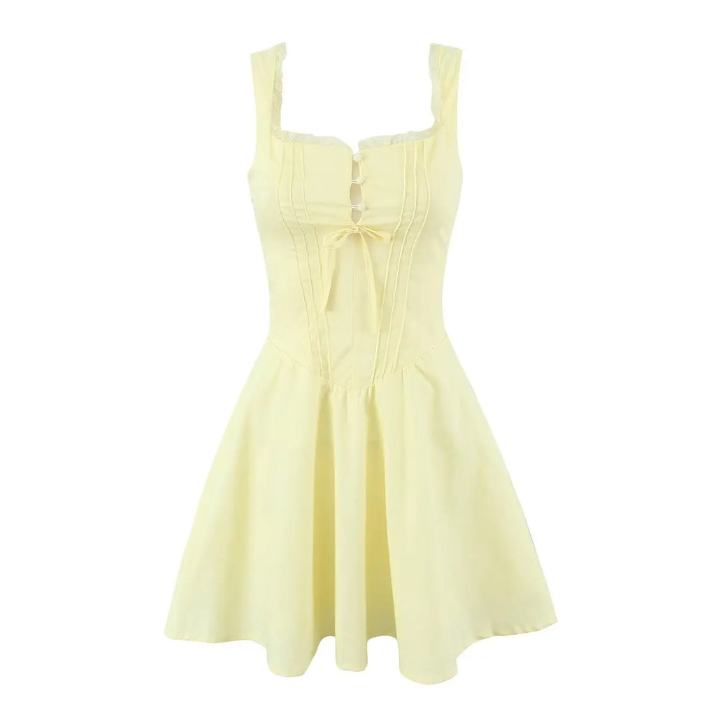 Robe Bustier Été A-line - Mini Robe Élégante Dos Lacé Femme