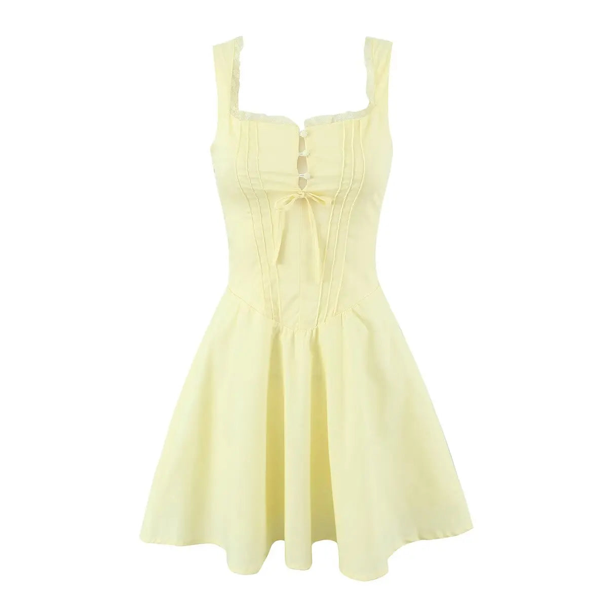 Robe Bustier Été A-line - Mini Robe Élégante Dos Lacé Femme