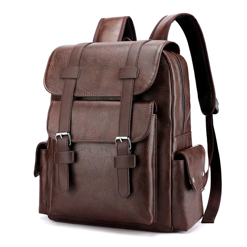 Sac à Dos Homme Vintage Cuir PU - Grand Sac Ordinateur 15"