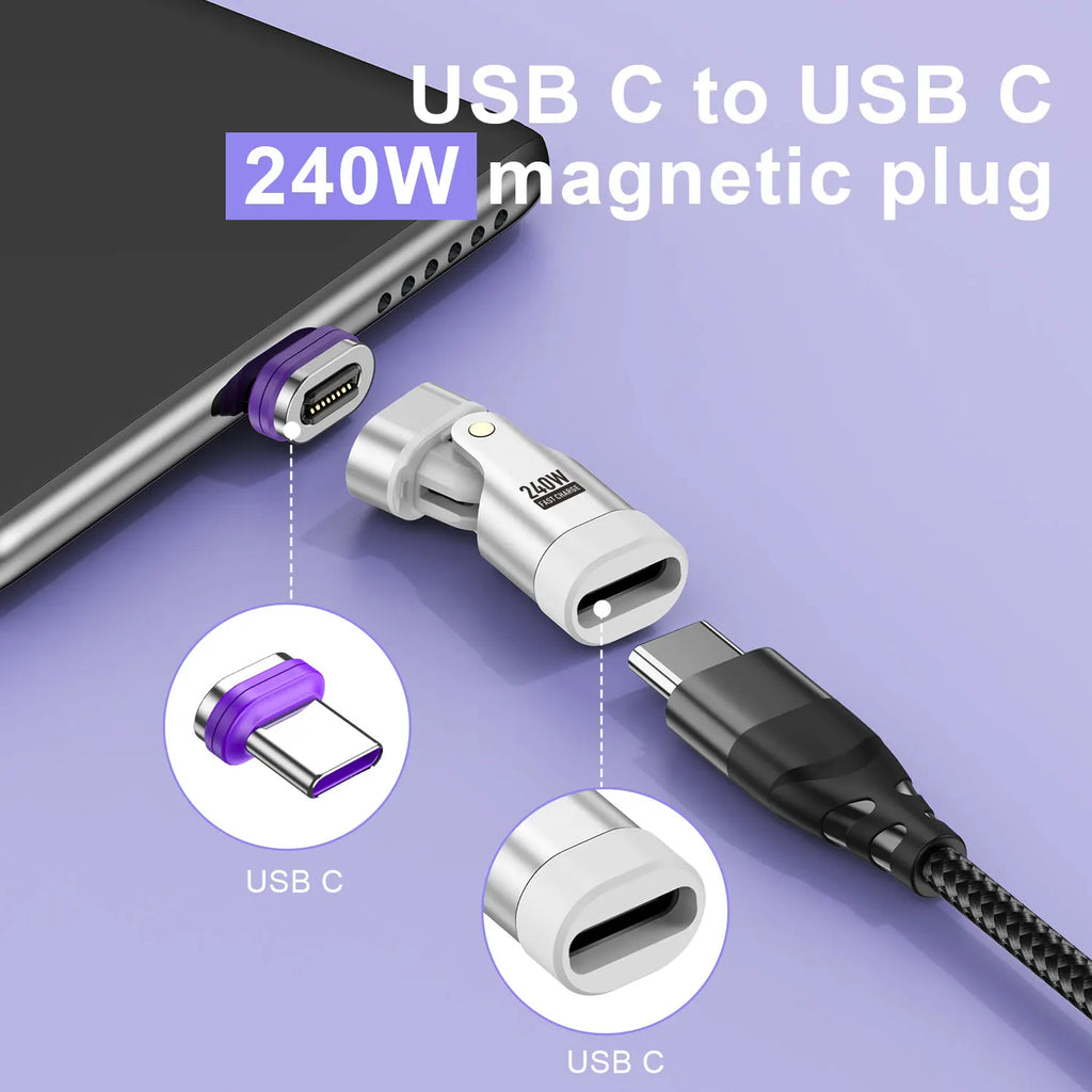 Adaptateur Magnétique 240W™ - Câble Charge Rapide Anti-Casse