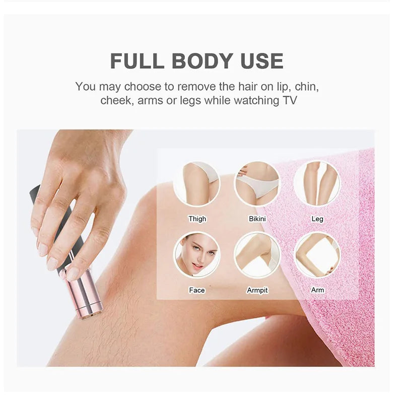 Épilateur électrique pour visage, sourcils, bikini.
Sans douleur, rechargeable, 5 couleurs disponibles.
Parfait pour zones sensibles.