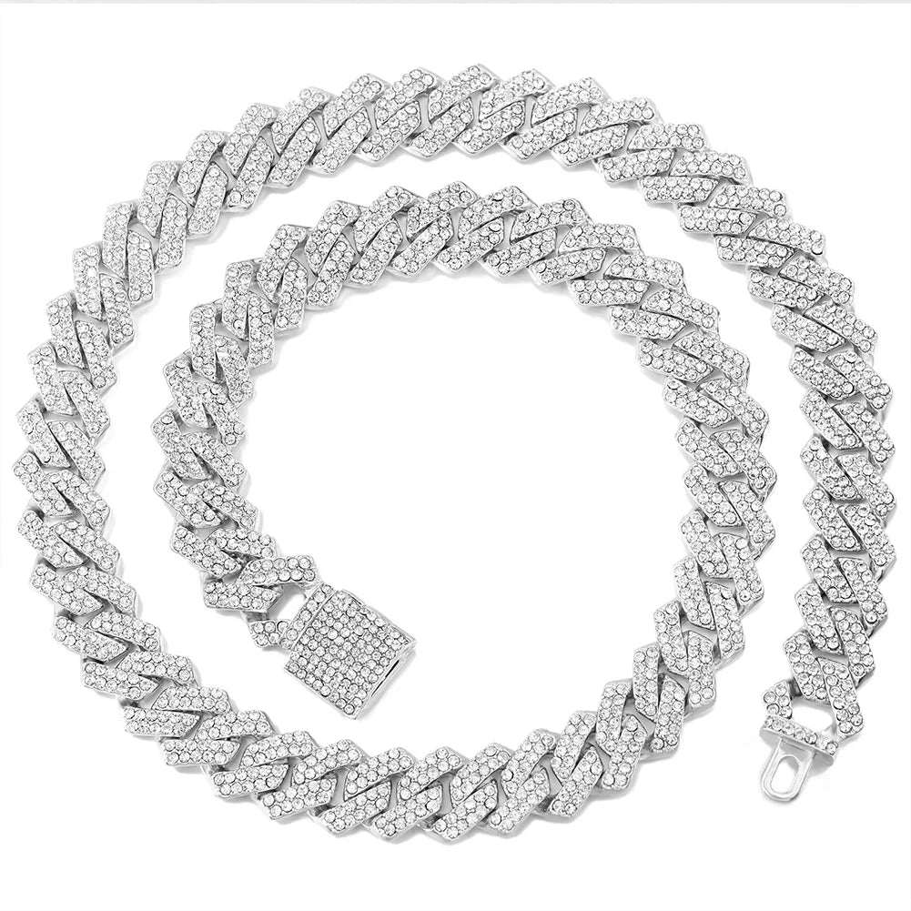 Chaîne Cubaine Iced Out Jakehoe™ - Plaqué Diamant 2 Rangées