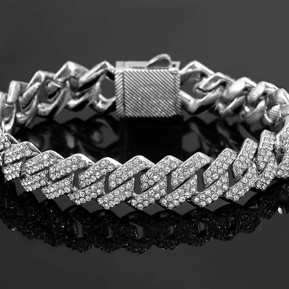 Chaîne Cubaine Iced Out Jakehoe™ - Plaqué Diamant 2 Rangées