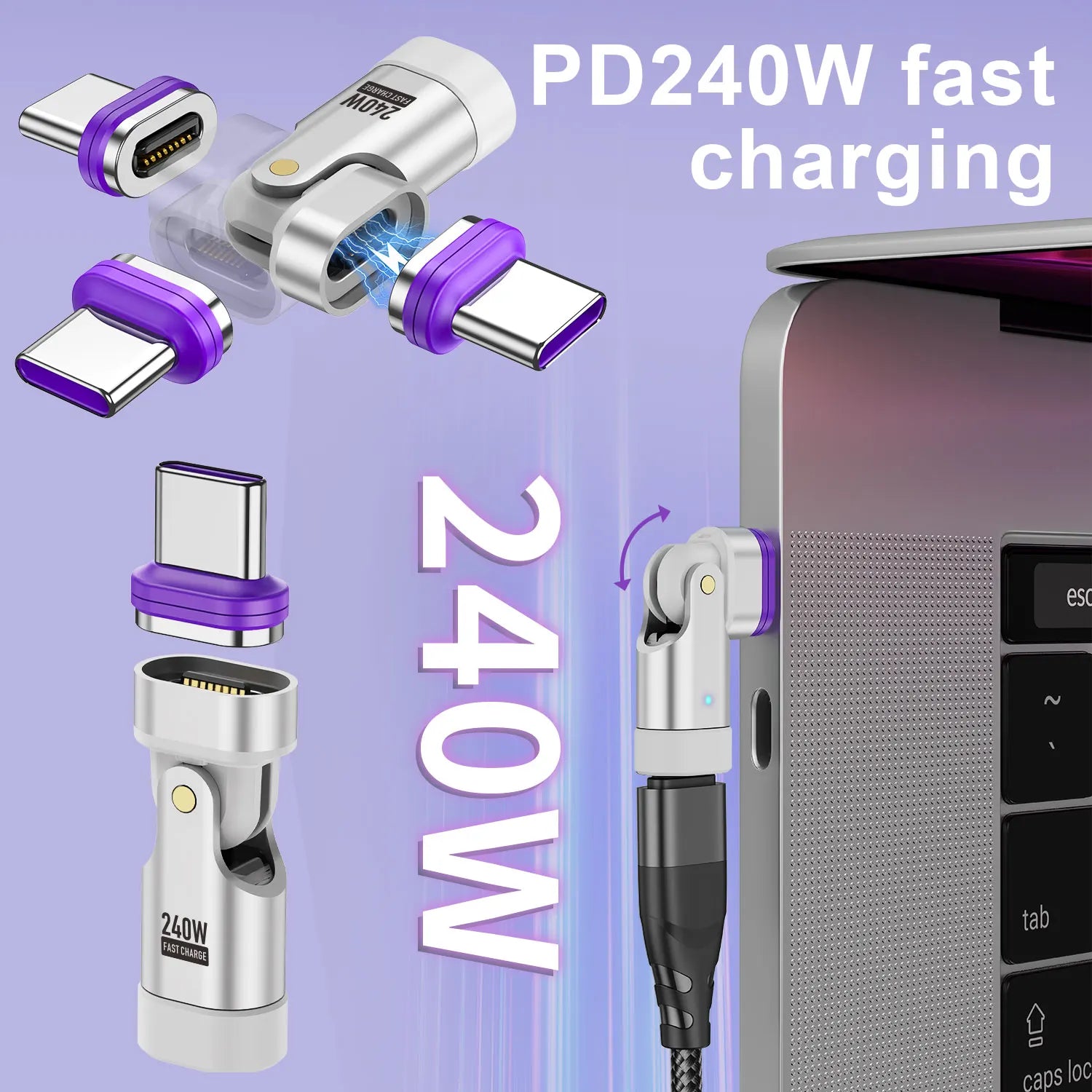 Adaptateur Magnétique 240W™ - Câble Charge Rapide Anti-Casse