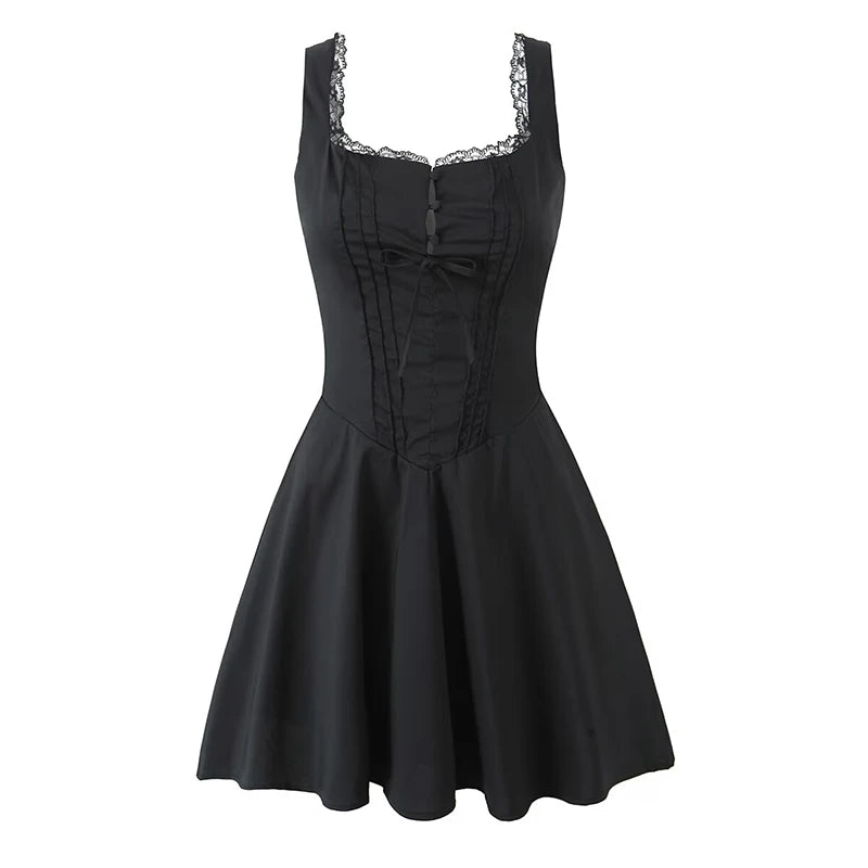 Robe Bustier Été A-line - Mini Robe Élégante Dos Lacé Femme