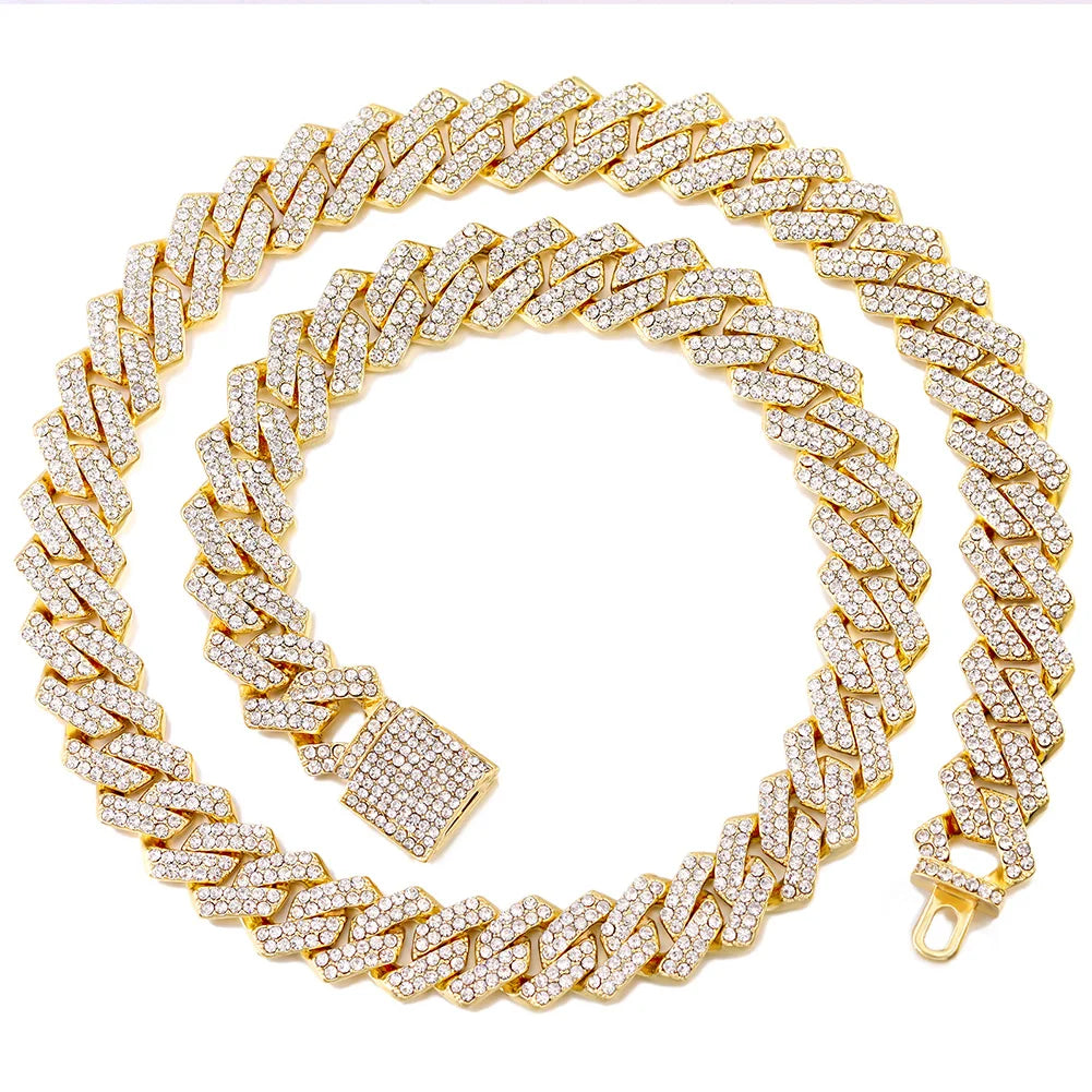Chaîne Cubaine Iced Out Jakehoe™ - Plaqué Diamant 2 Rangées