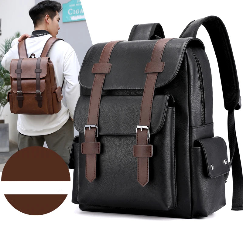 Sac à Dos Homme Vintage Cuir PU - Grand Sac Ordinateur 15"