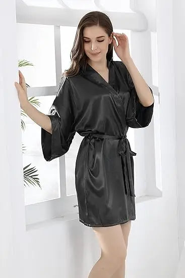 Luxe™ - Robe Kimono Satin Femme - Peignoir Soie Mariée EVJF