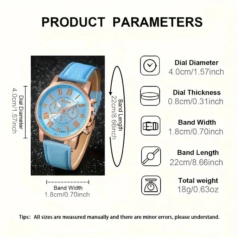 Coffret Cadeau Femme 4 Pièces - Montre Rose Gold + Parure Bijoux Bleu