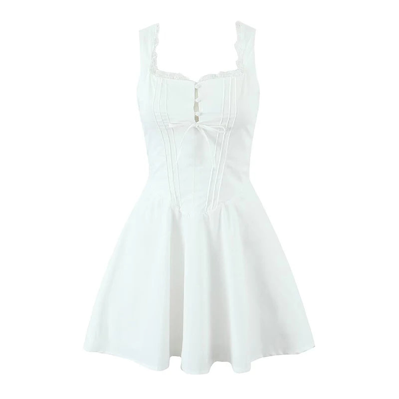 Robe Bustier Été A-line - Mini Robe Élégante Dos Lacé Femme