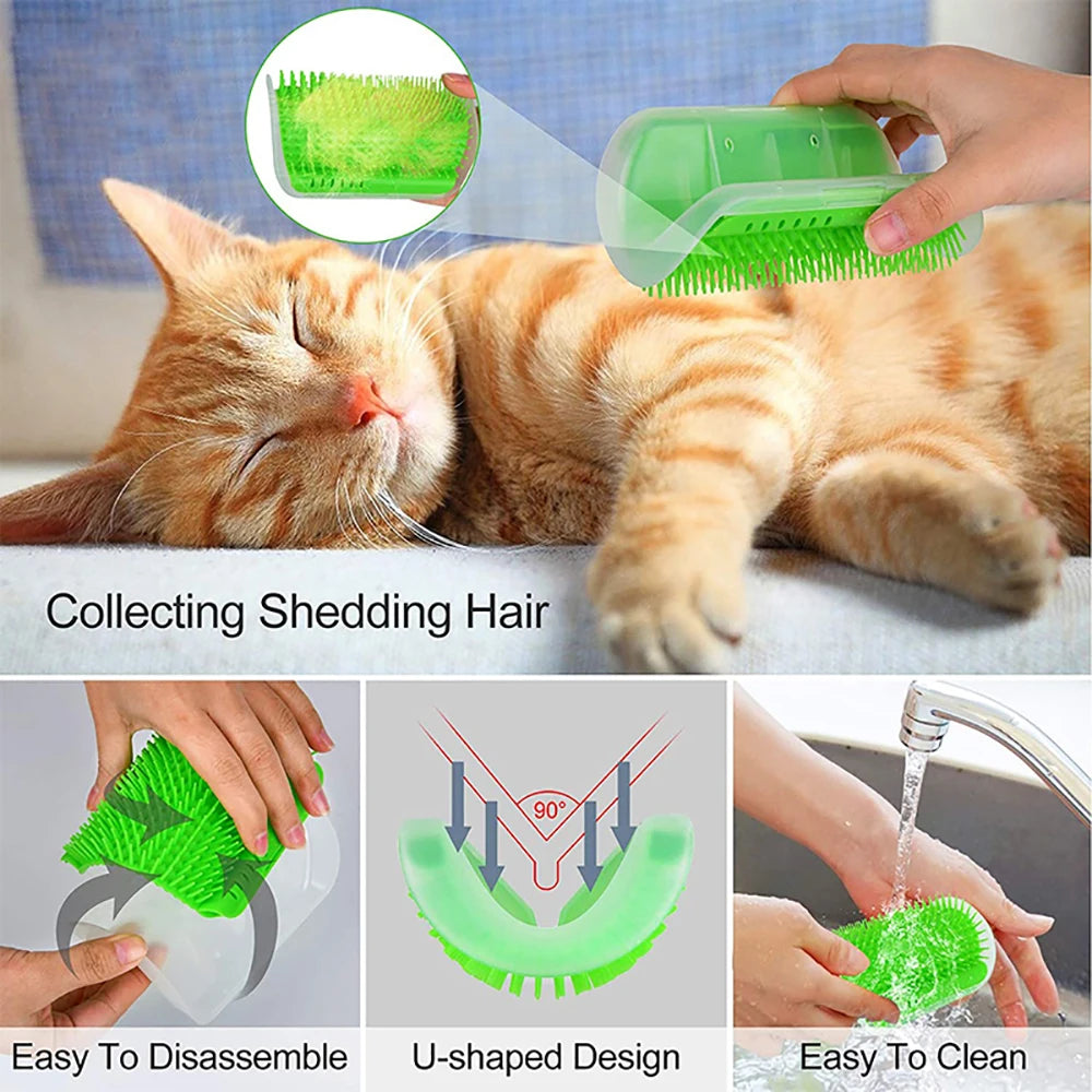 Brosse Massage Chat™ - Coin Grattoir Anti-Poils Auto-Toilettage