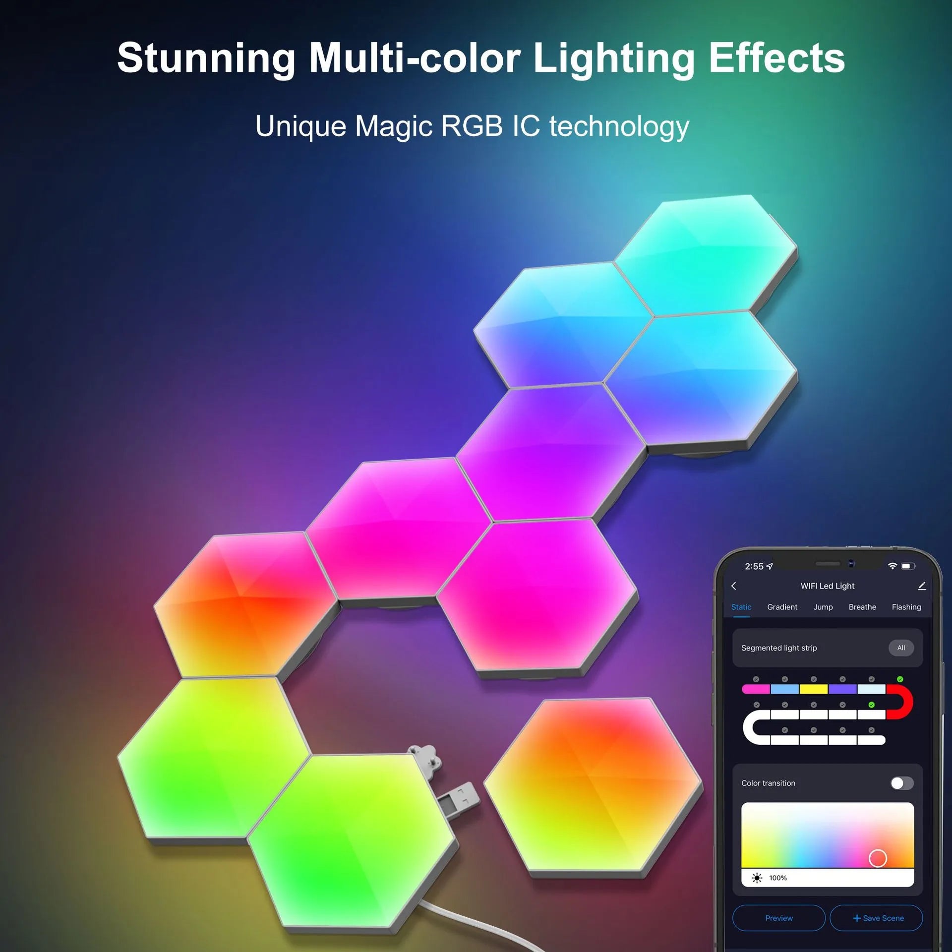 Panneaux LED Hexagonaux RGB - Lumière Gaming pour Chambre